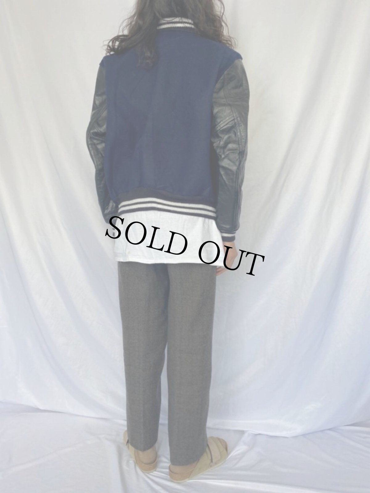 画像4: 70〜80's Coleman ウール×レザースタジャン 44 (4)