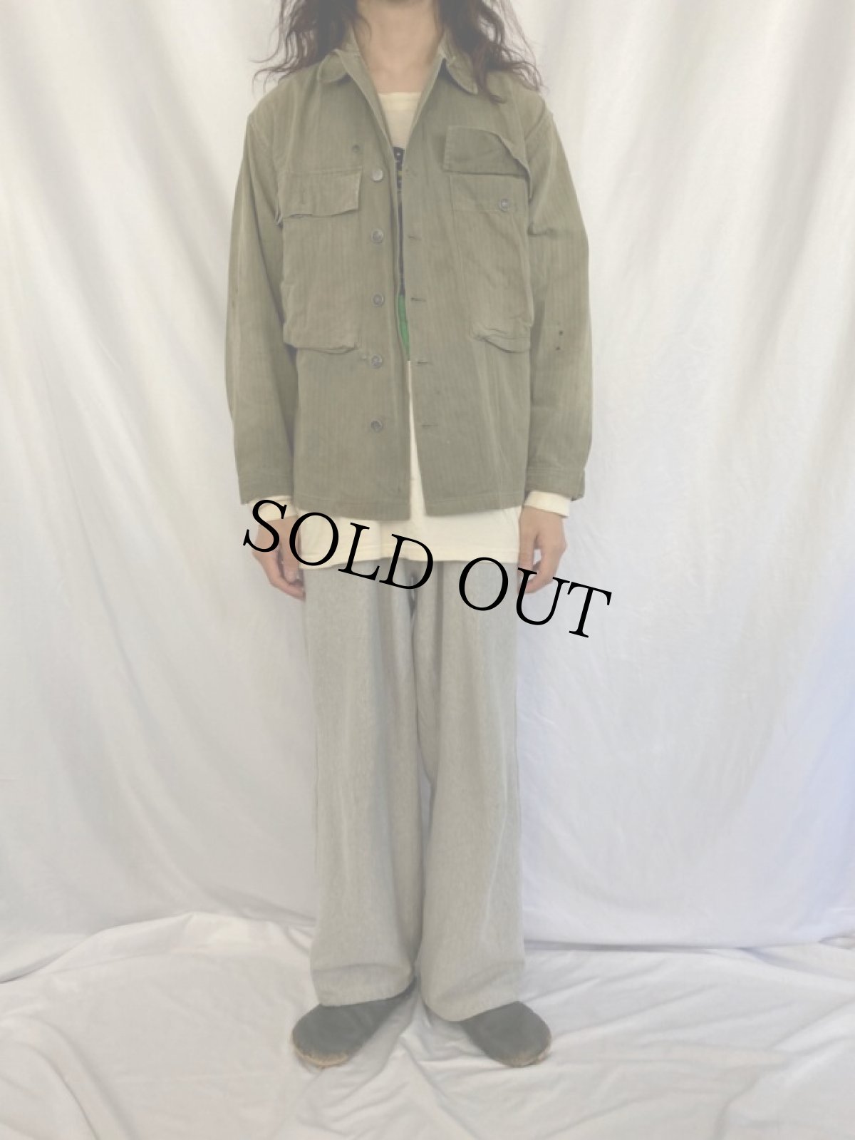 画像2: 40's U.S.ARMY 13スター M-43 HBTジャケット 36R (2)