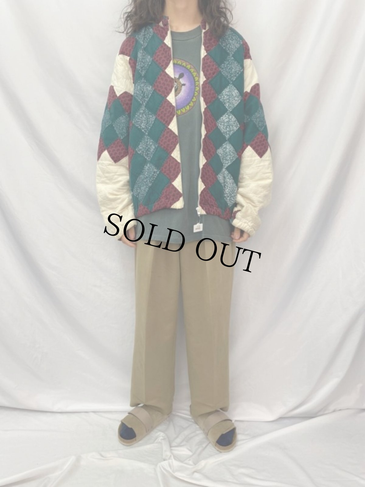 画像2: ハンドメイド パッチワーク キルティングジャケット (2)