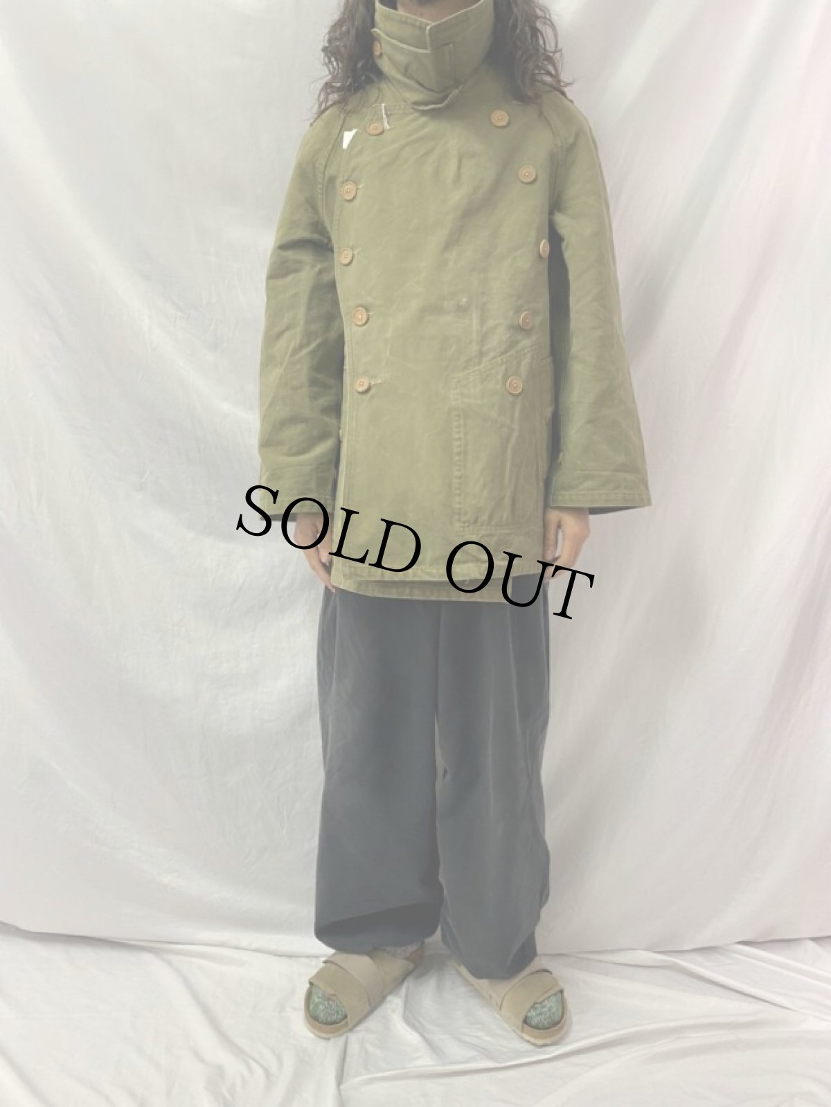 画像3: 30's フランス軍 M-38 木製ボタン ダブルブレスト モーターサイクルコート (3)