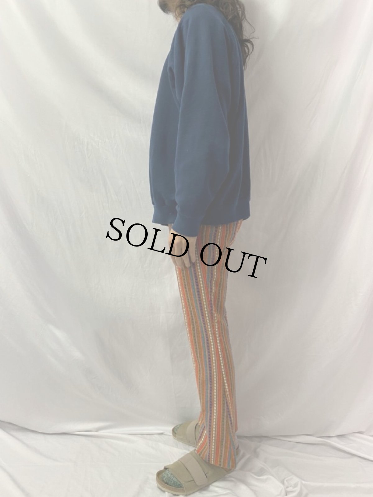 画像3: 70's ストライプ 総柄織り セーラーパンツ W31 (3)