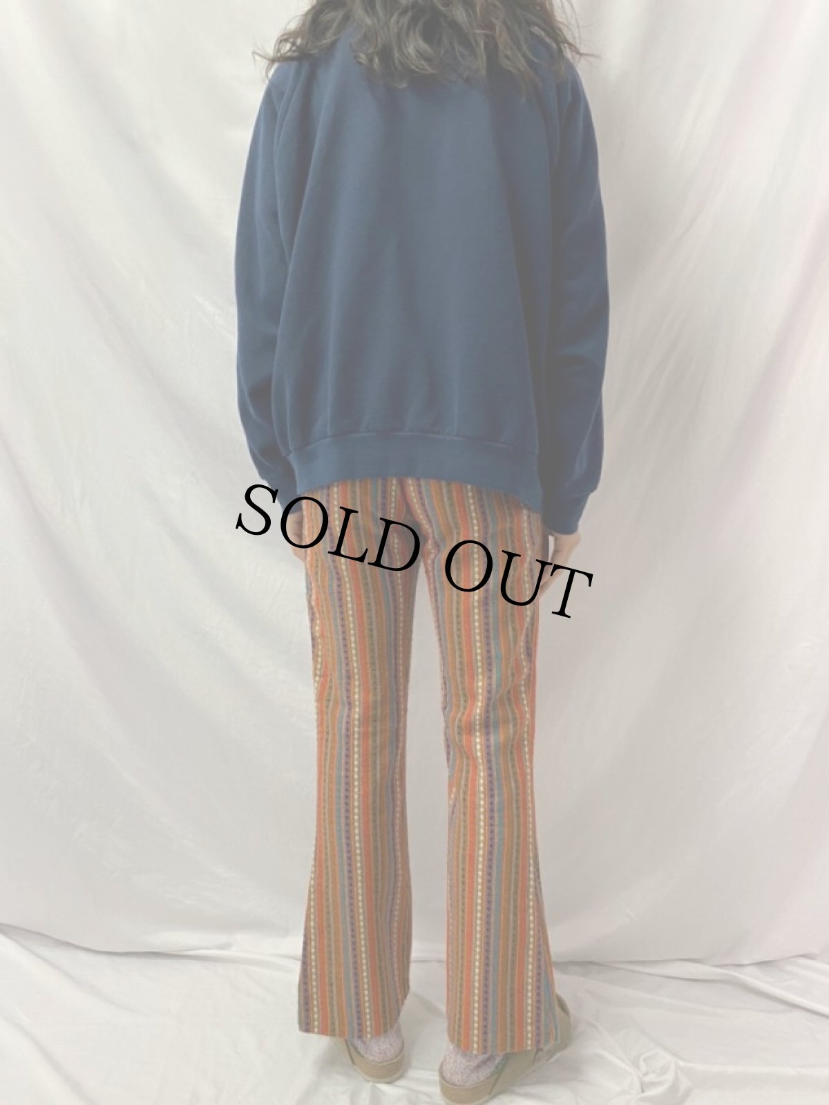 画像4: 70's ストライプ 総柄織り セーラーパンツ W31 (4)