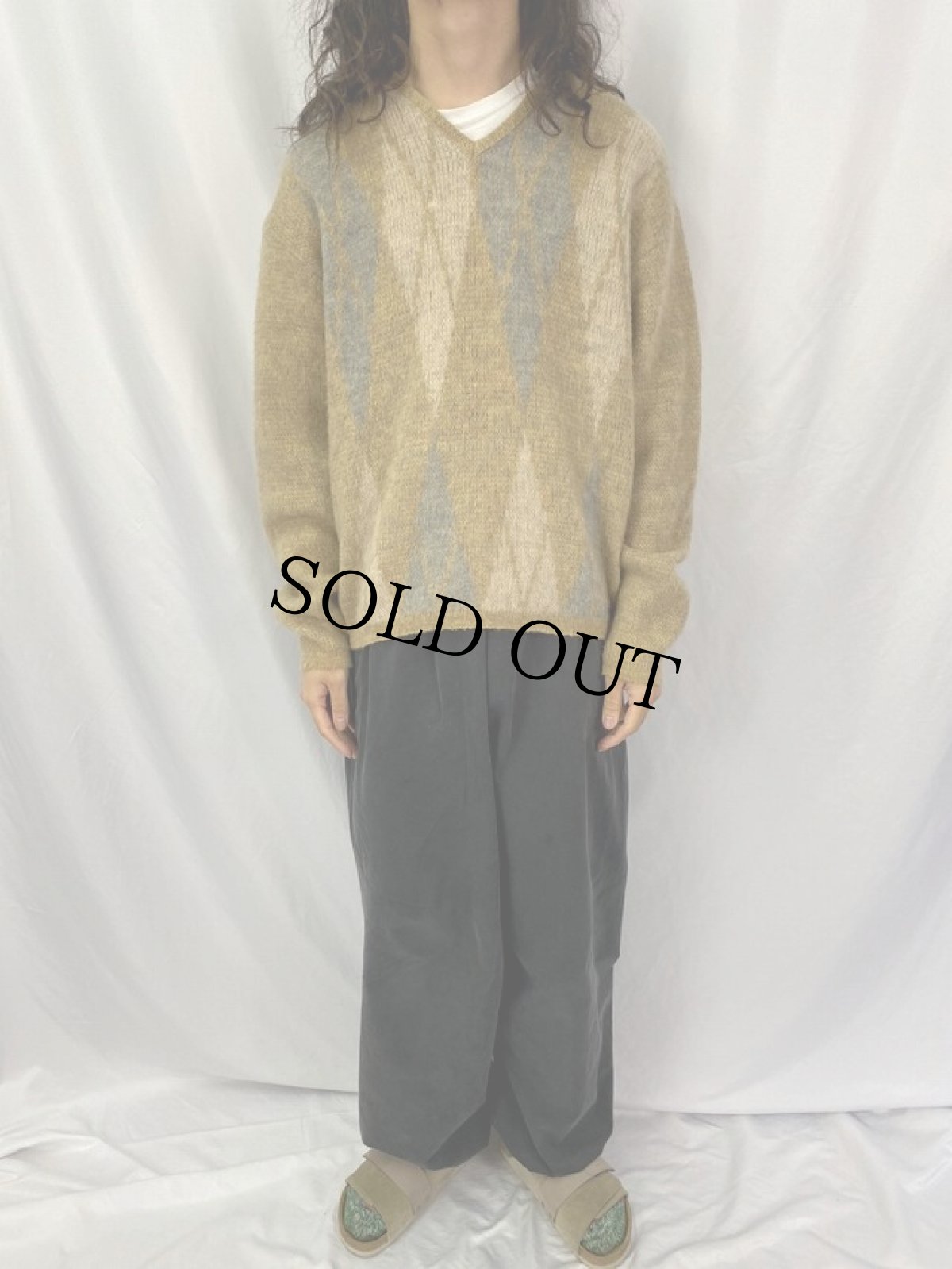 画像2: 60's McGREGOR アーガイル柄 モヘアニットセーター XL (2)