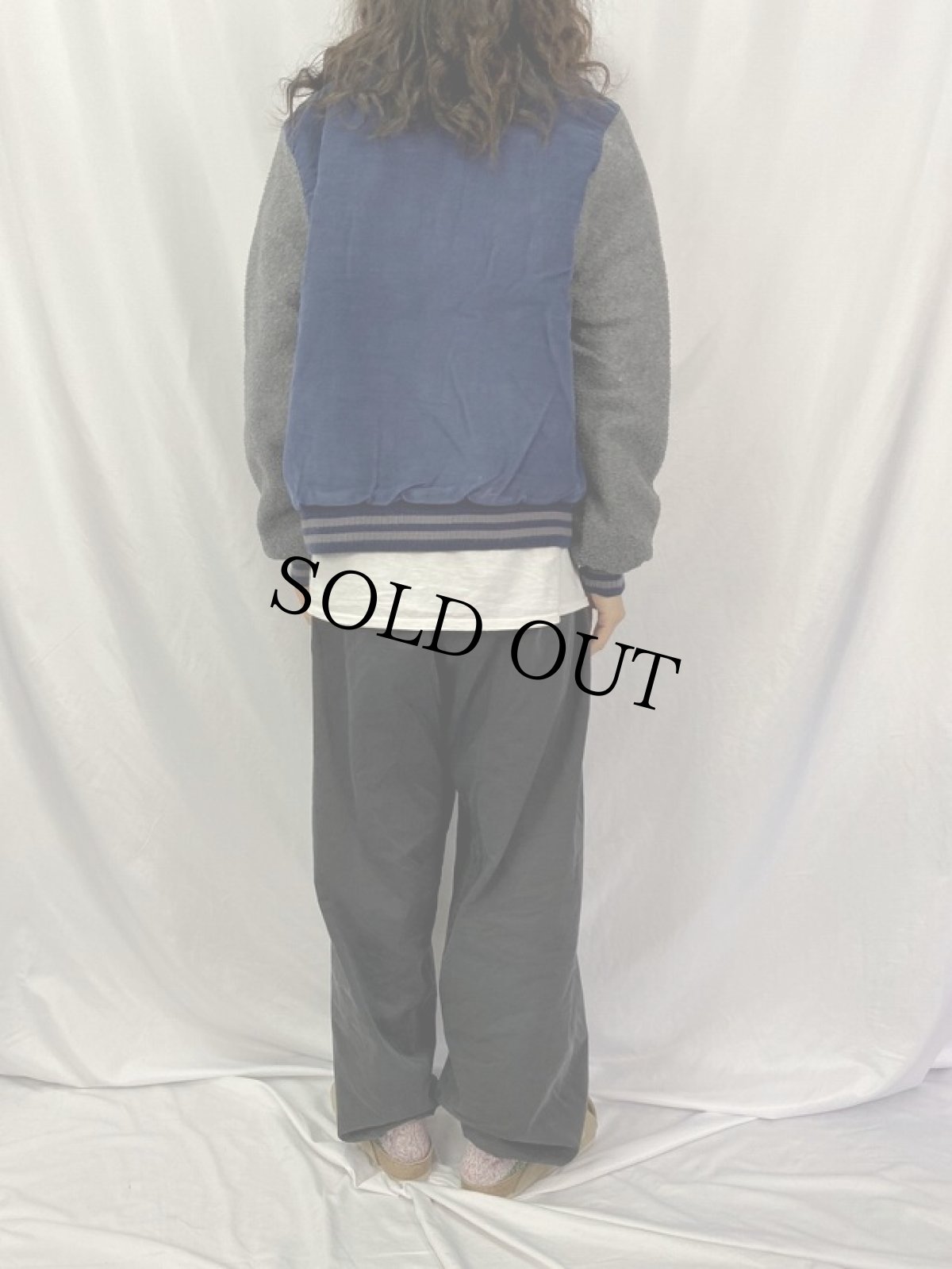 画像4: 90's Champion USA製 ロゴ刺繍 コーデュロイ×フリース スタジャン M (4)