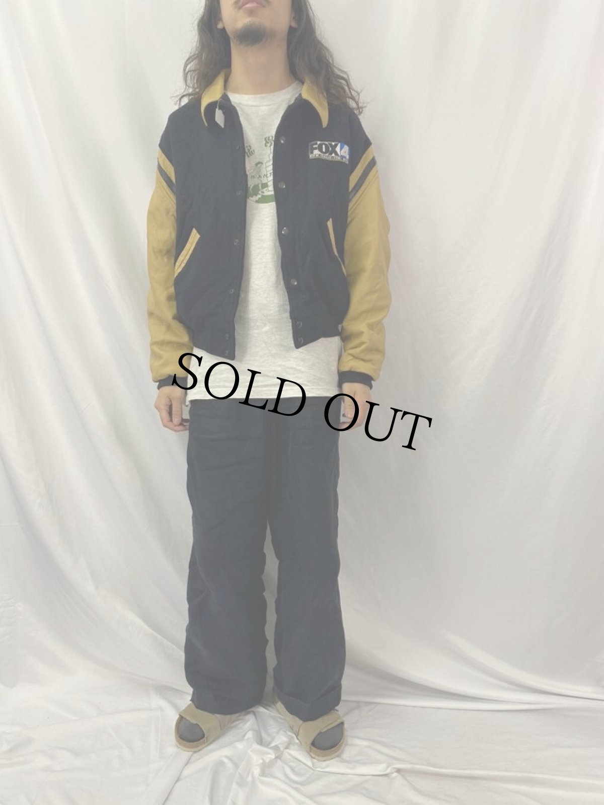 画像2: FOX SPORTS USA製 "NFL ON FOX" 刺繍入り レザー×ウールスタジャン XL (2)