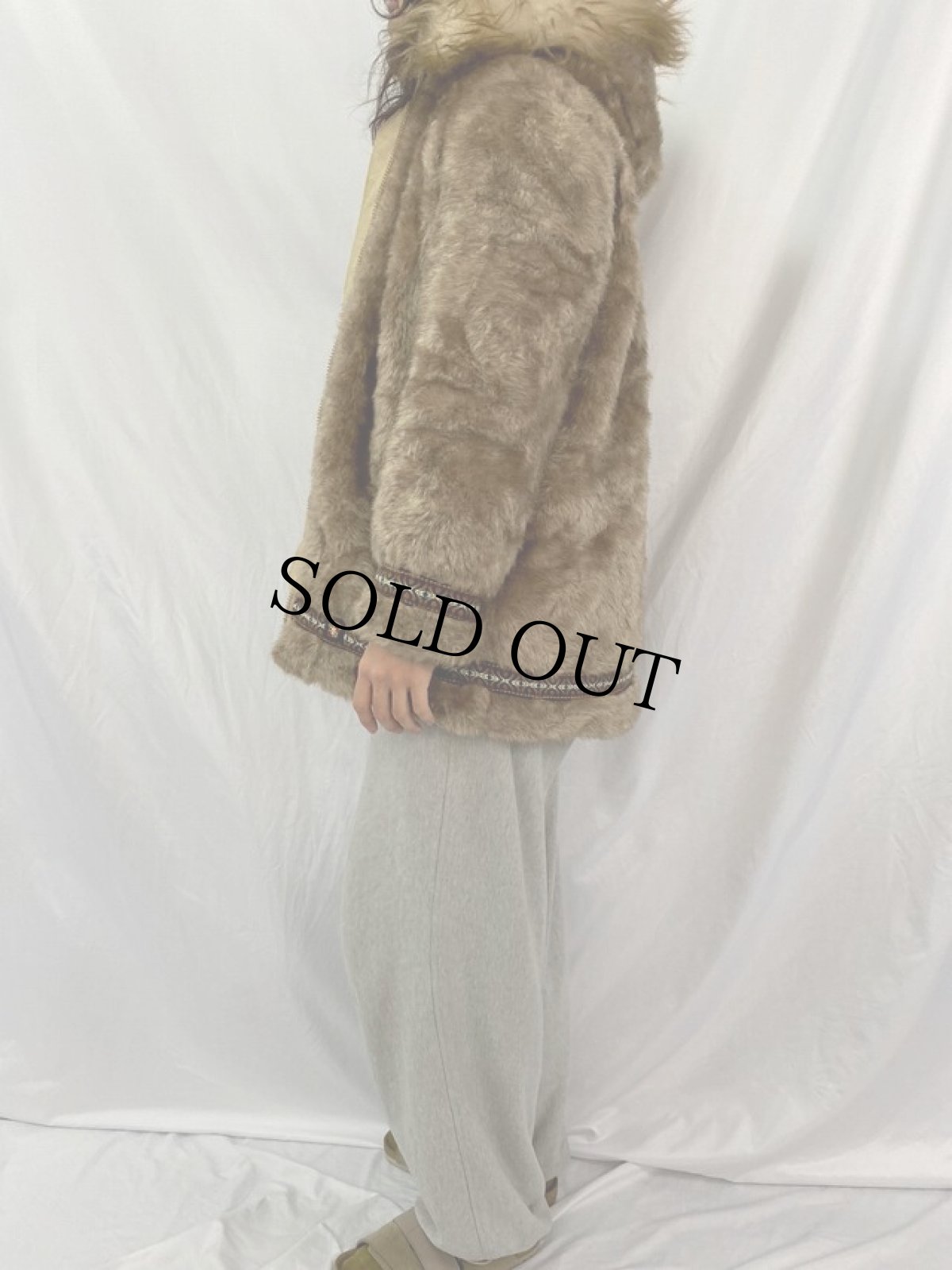 画像3: 70's Hansa Branta チロリアンテープ フェイクファー エスキモージャケット L (3)