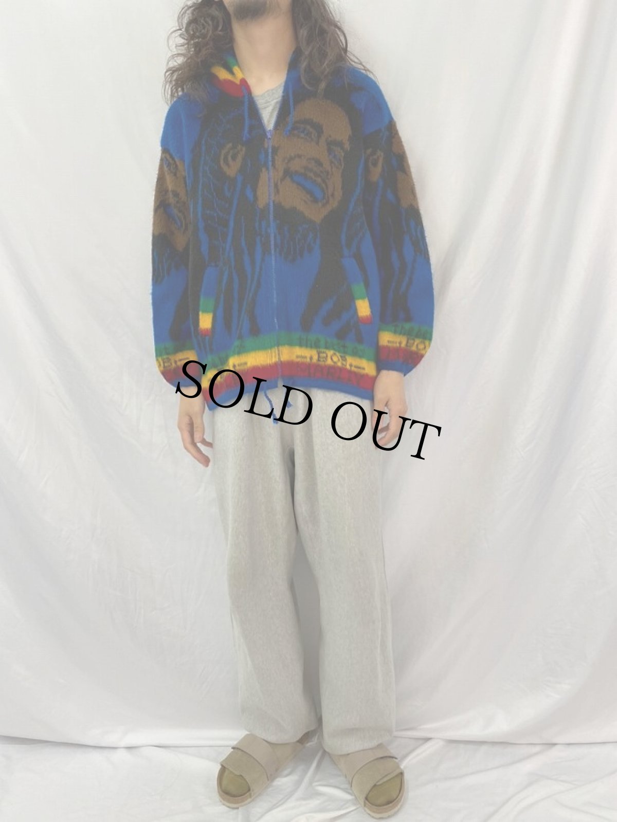 画像2: Bob Marley エクアドル製 シャギーニットパーカー M (2)