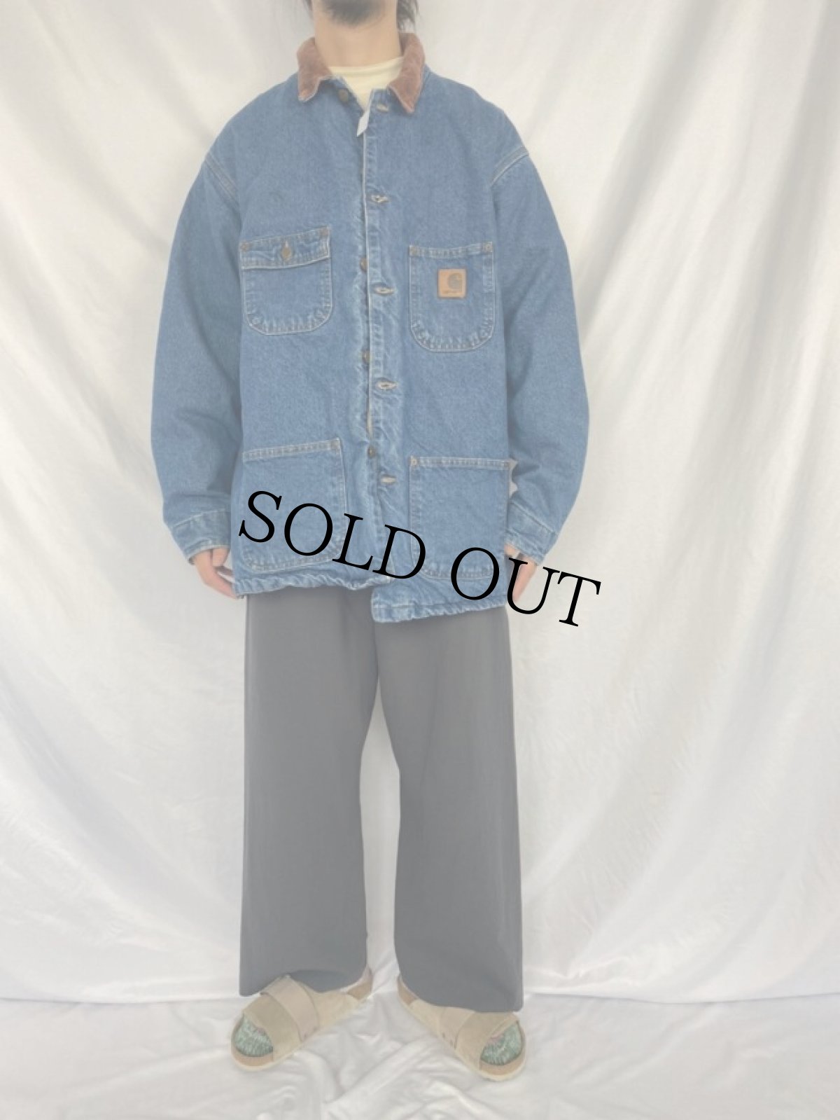 画像2: 90's Carhartt ブランケットライナー デニムカバーオール XXL REGULAR (2)