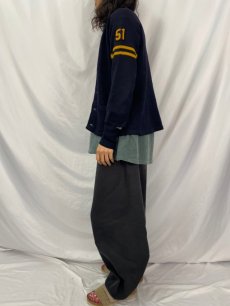 画像3: 50's Detroit Kniting Mills ウールレタードニットカーディガン ブラック (3)