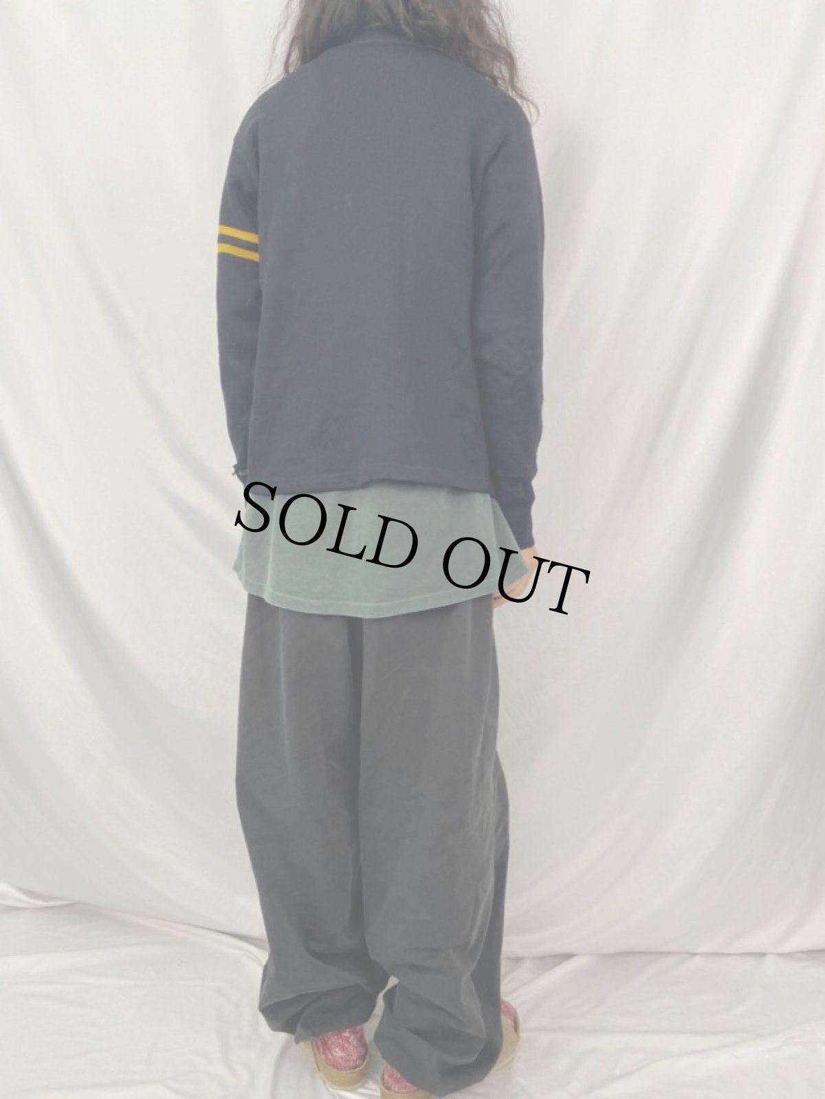 画像4: 50's Detroit Kniting Mills ウールレタードニットカーディガン ブラック (4)