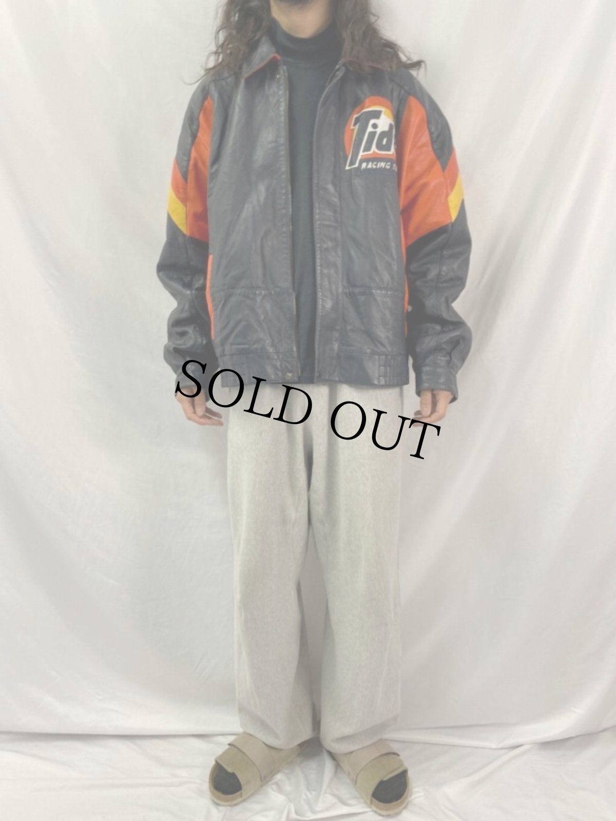画像2: Tide レザーレーシングジャケット XL (2)