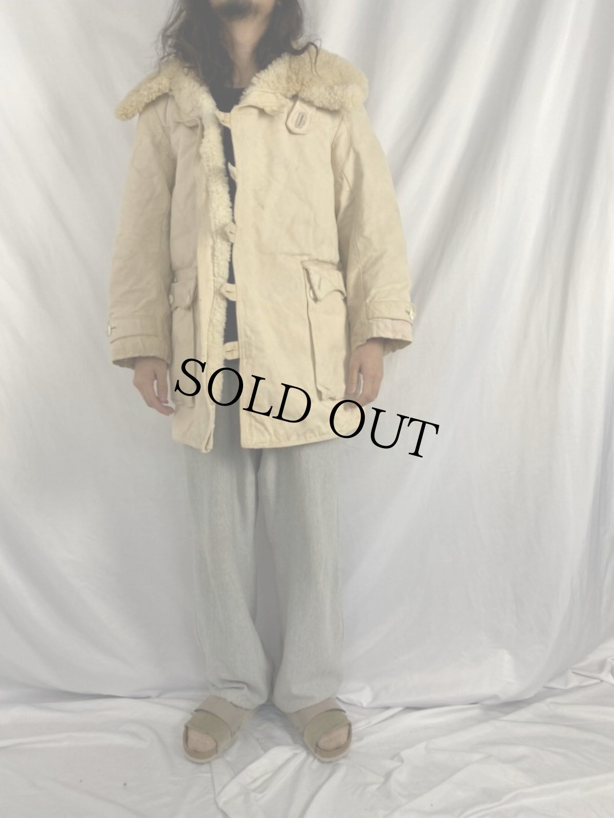 画像2: 40〜50's スウェーデン軍 キャンバス×ムートンコート (2)