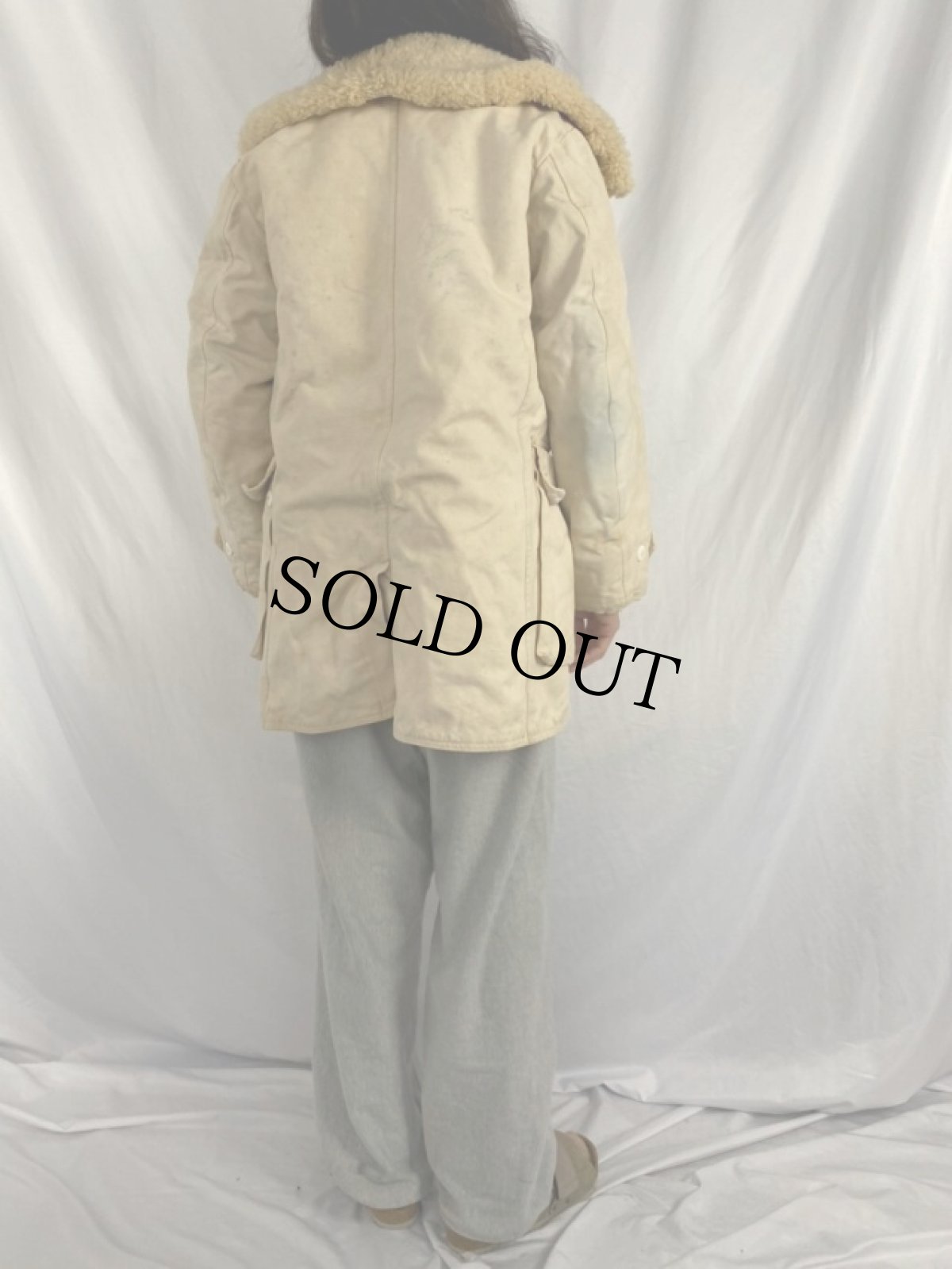 画像4: 40〜50's スウェーデン軍 キャンバス×ムートンコート (4)