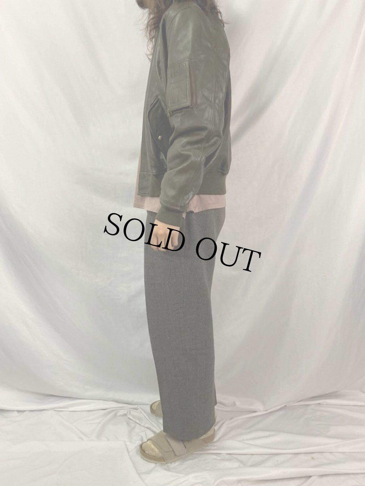 画像3: POLO Ralph Lauren "MA-1 TYPE" レザージャケット M (3)