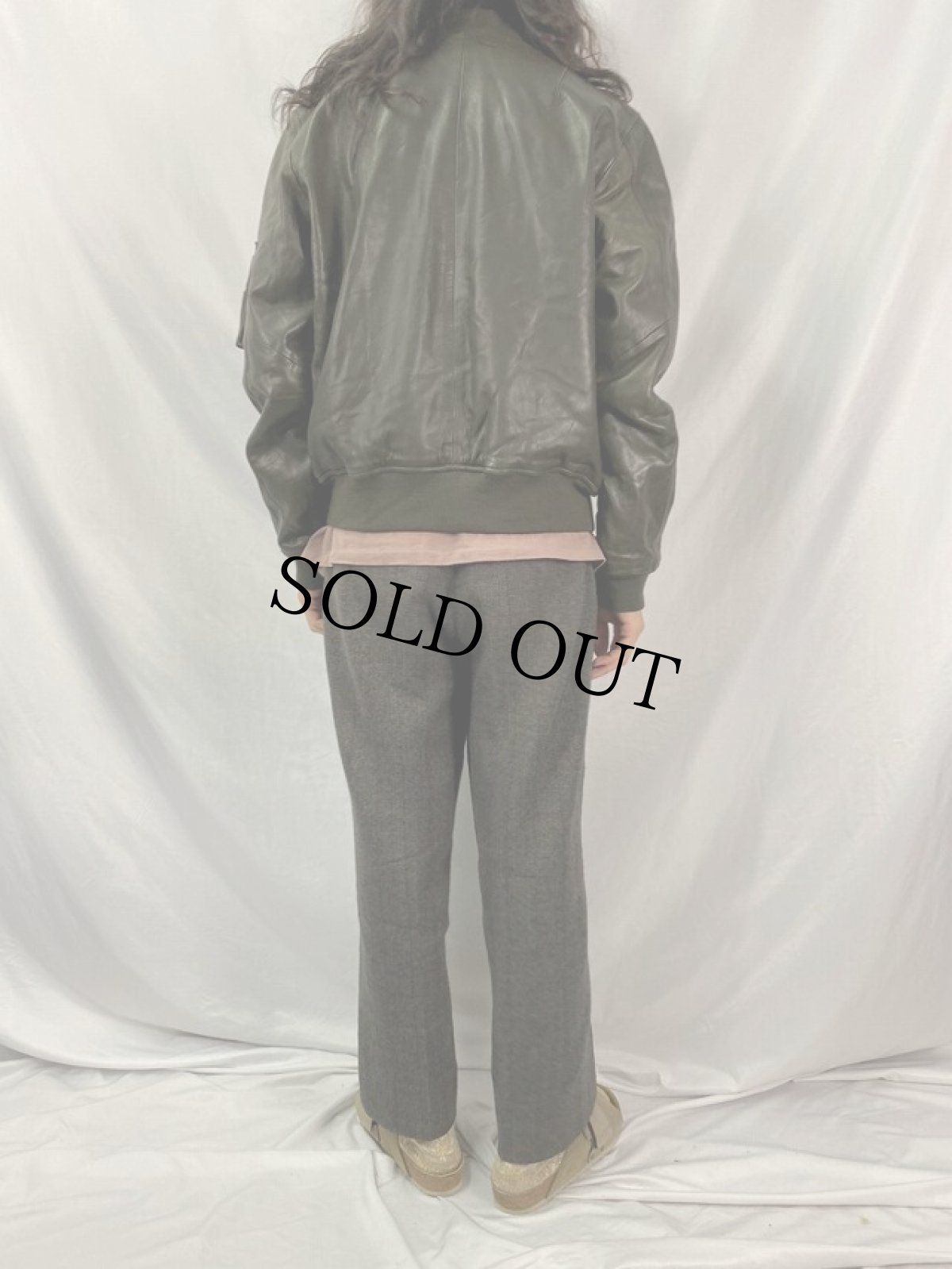 画像4: POLO Ralph Lauren "MA-1 TYPE" レザージャケット M (4)