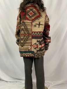 画像4: POLO Ralph Lauren "HAND KNIT" 総柄編み ショールカラーニットカーディガン XXL (4)