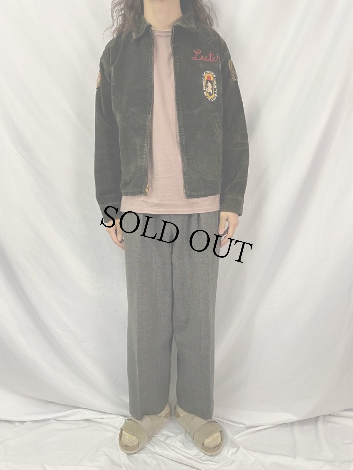 画像3: 50's "GREEN BELT V.F.D" パッチ付き コーデュロイジャケット ブラック (3)