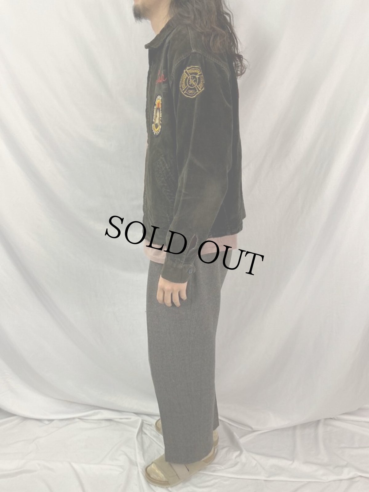 画像4: 50's "GREEN BELT V.F.D" パッチ付き コーデュロイジャケット ブラック (4)