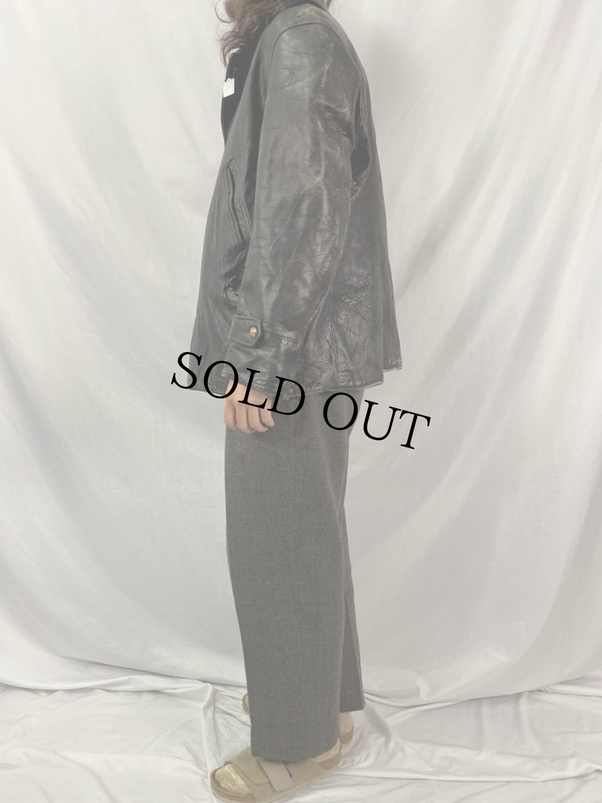 画像3: 30's HORSE HIDE シングルブレスト レザーカーコート (3)