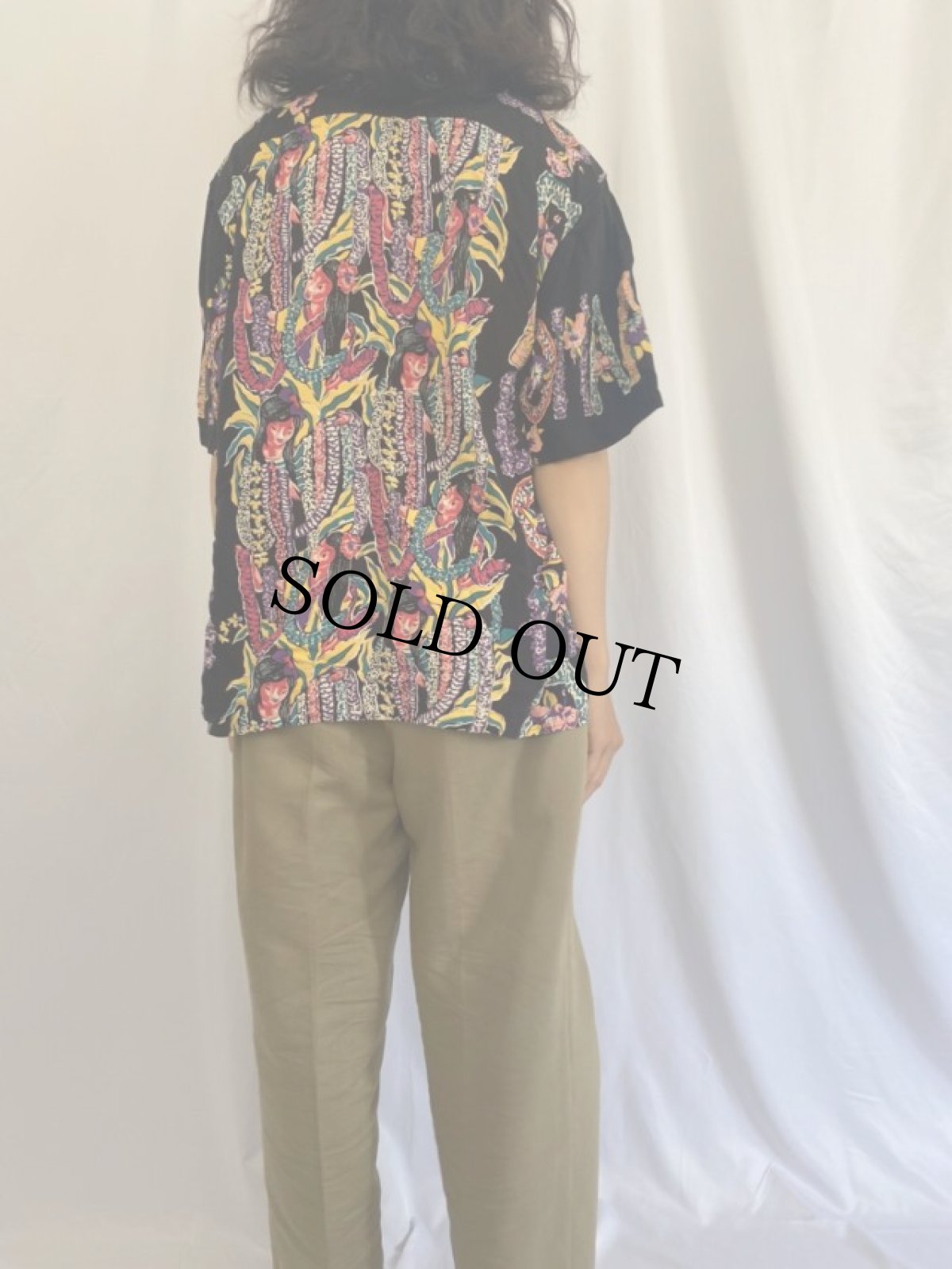 画像5: 80's〜90's Reyn Spooner ボーダーパターン  ブラック アロハシャツ M (5)