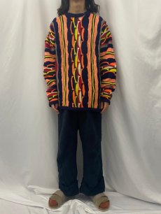 画像2: 90's COOGI 3D柄織り コットンニットセーター 2XL (2)