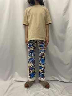 画像2: DON ROCK products 手刷り×ブリーチ ホワイトデニムパンツ W27 (2)