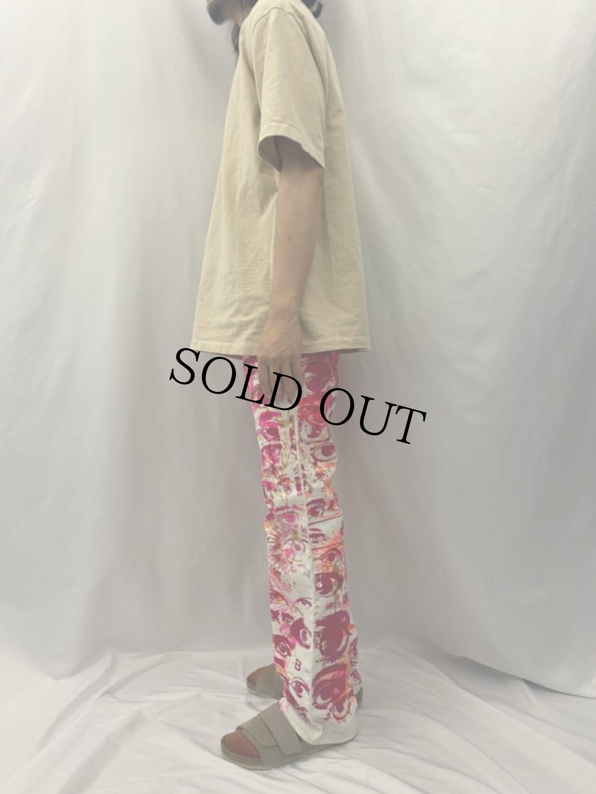 画像3: DON ROCK products 手刷り×ブリーチ ホワイトコットンポリパンツ W30 (3)