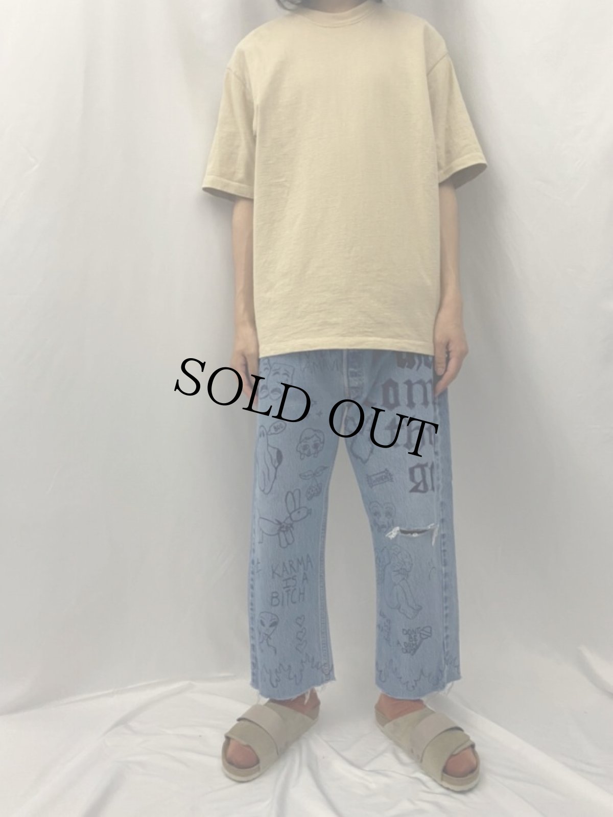 画像2: Levi's 501 ハンドペイント デニムパンツ W35 (2)