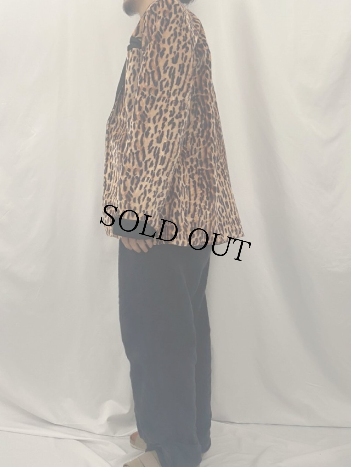 画像3: 80's AAARDVARK'S ODD ARK USA製 レオパード柄 ベロアショールカラーテーラードジャケット L (3)