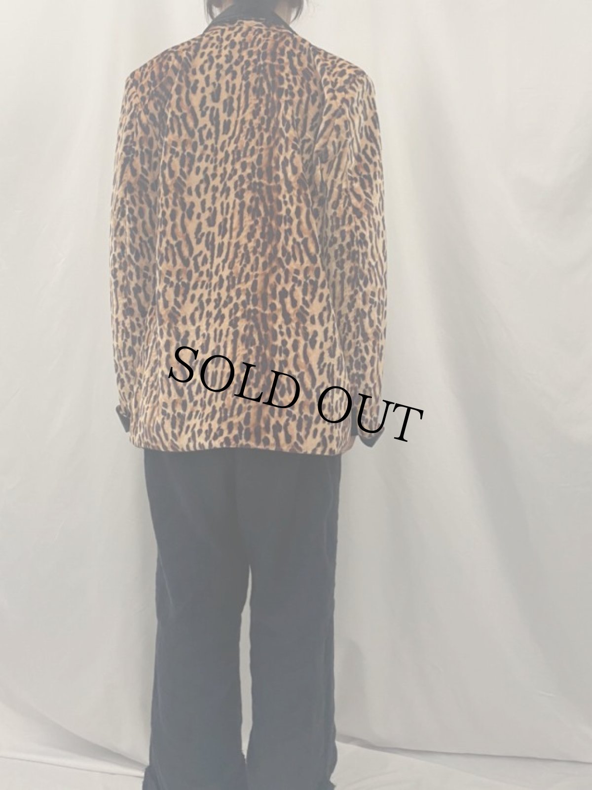 画像4: 80's AAARDVARK'S ODD ARK USA製 レオパード柄 ベロアショールカラーテーラードジャケット L (4)
