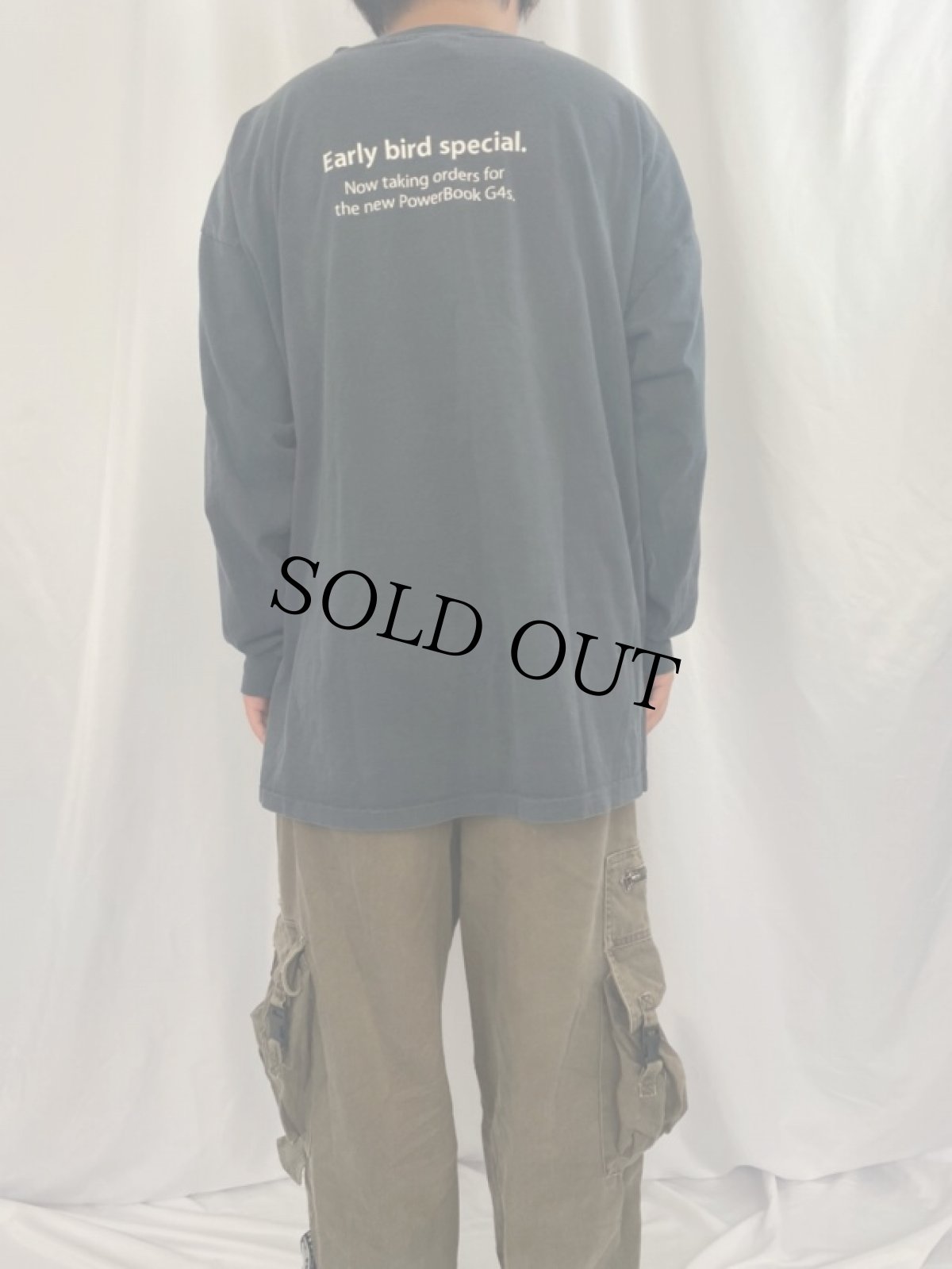 画像4: 2000's USA製 Apple "Early bird special" ロゴプリントロンT 3XL (4)