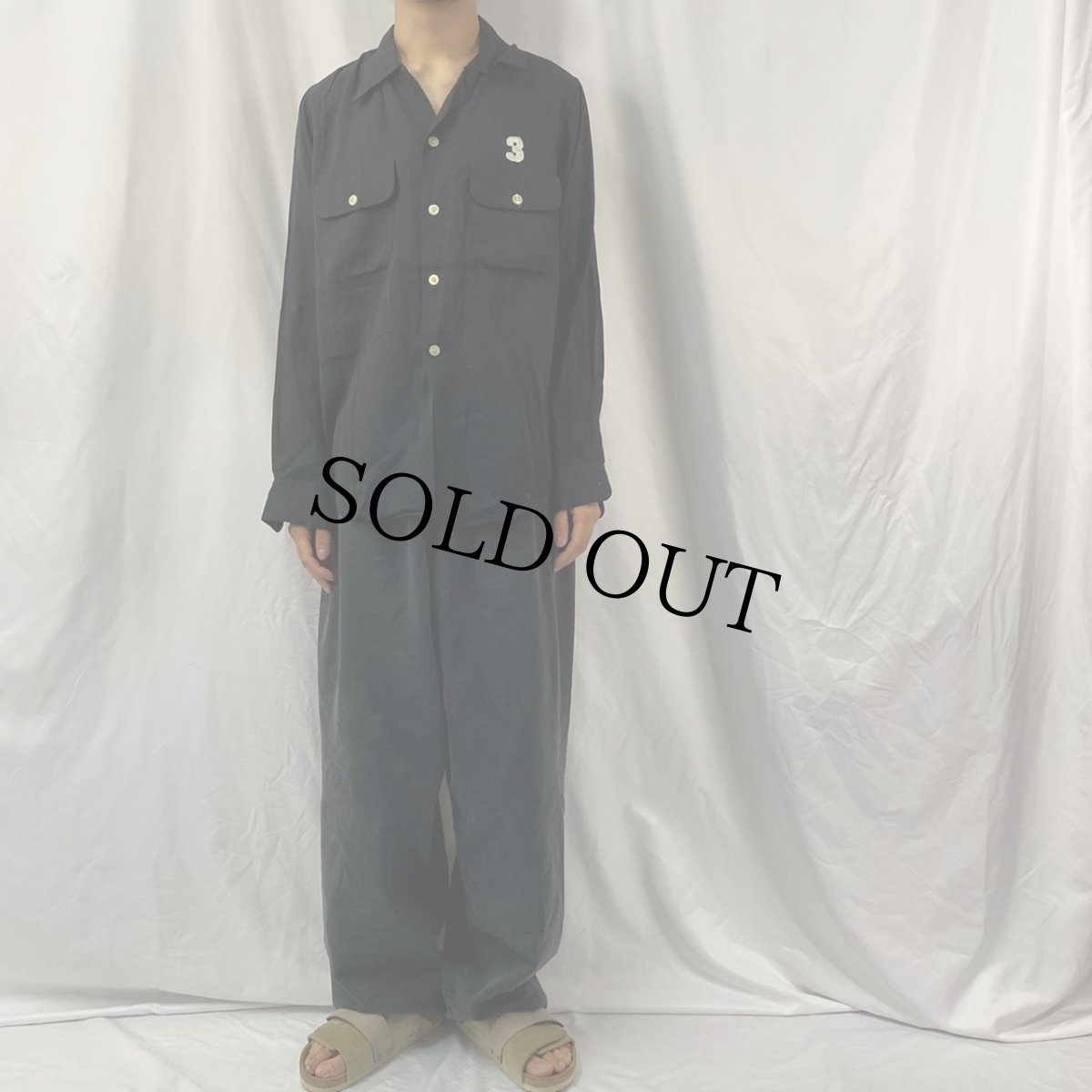 画像2: 50's King Louie "Lucky Seven" ダイス柄 チェーン刺繍 オープンカラーレーヨンシャツ ML (2)