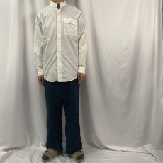 画像2: 90's〜 POLO Ralph Lauren "EQUESTRIAN" コットンブロード バンドカラーシャツ S (2)