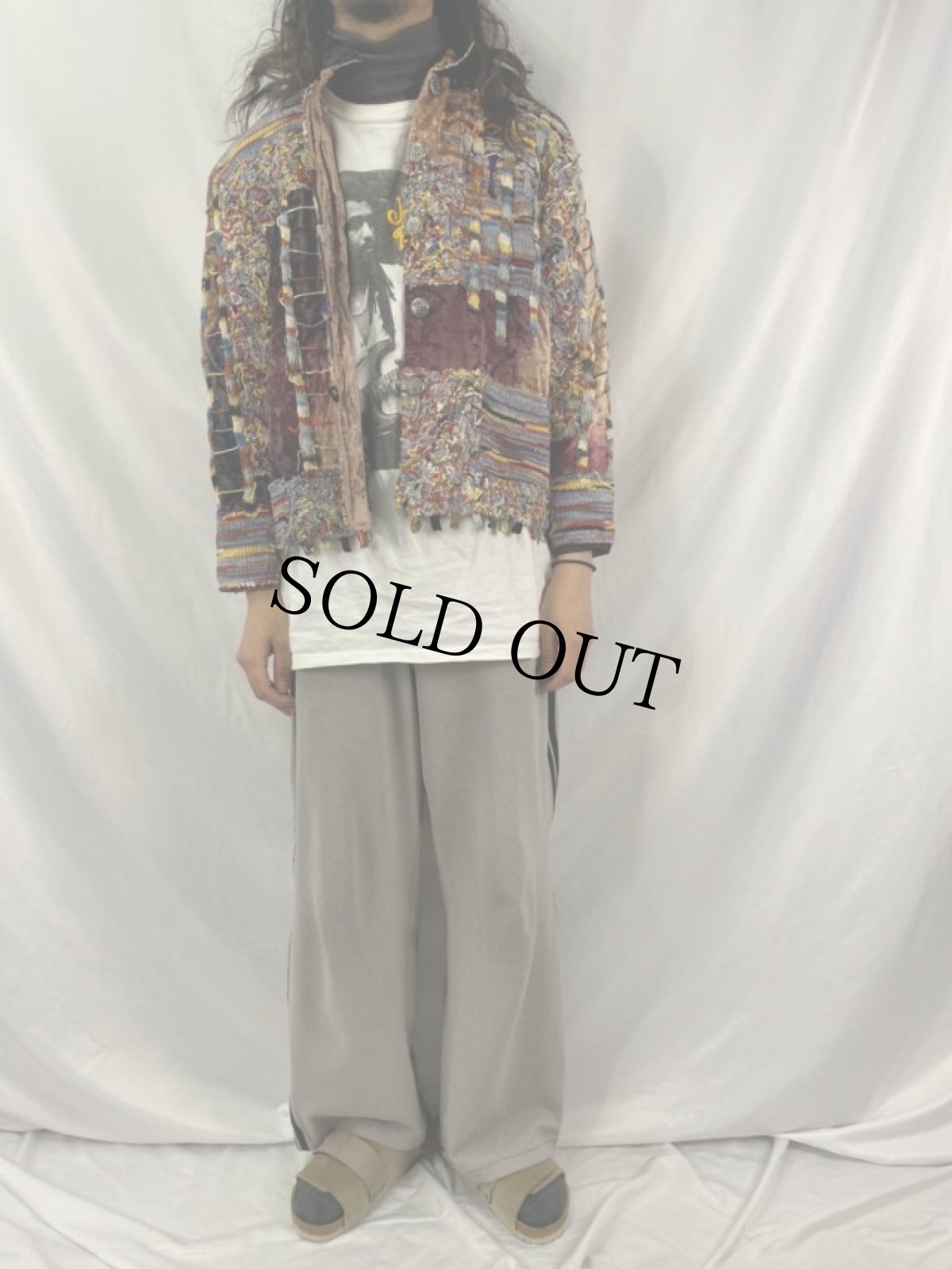 画像2: CHICO'S DESIGN ベロア×ニット パッチワークジャケット SIZE2 (2)