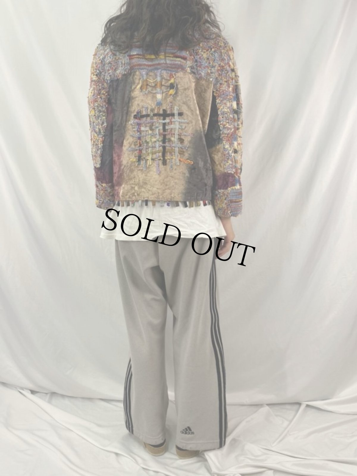 画像4: CHICO'S DESIGN ベロア×ニット パッチワークジャケット SIZE2 (4)