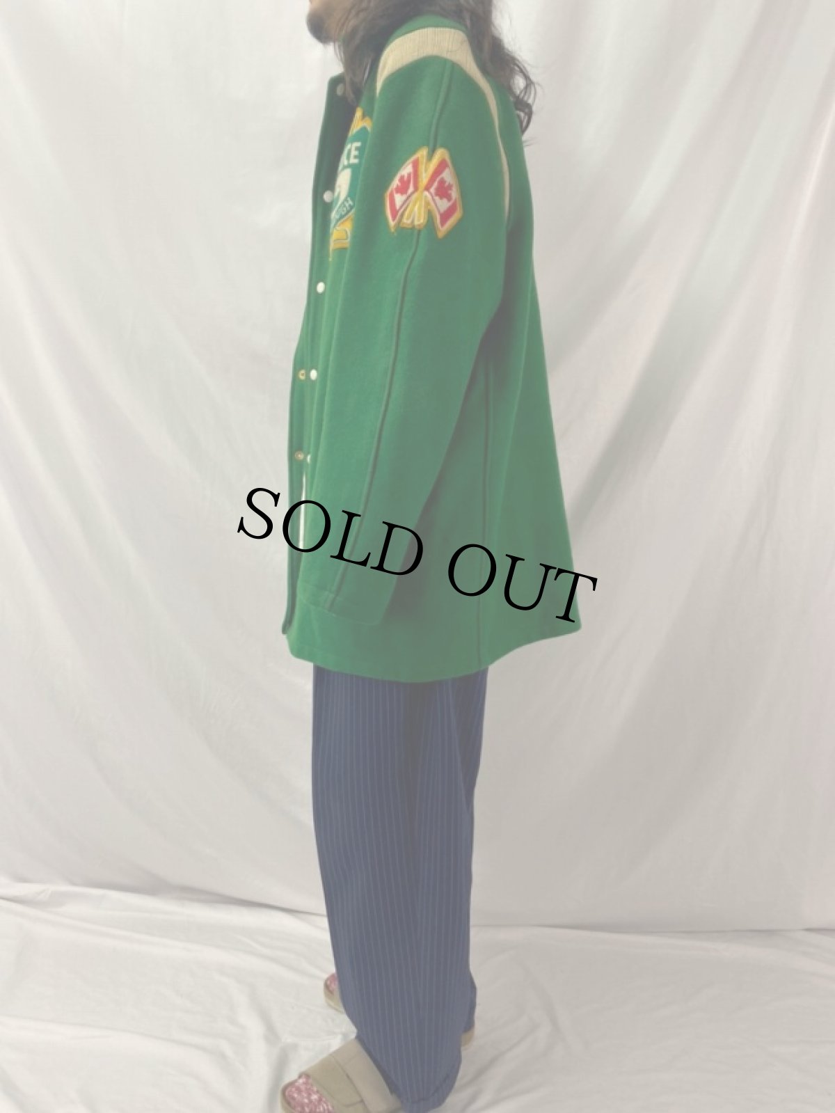 画像3: 60〜70's ワッペン付き メルトンロングスタジャン 42 (3)