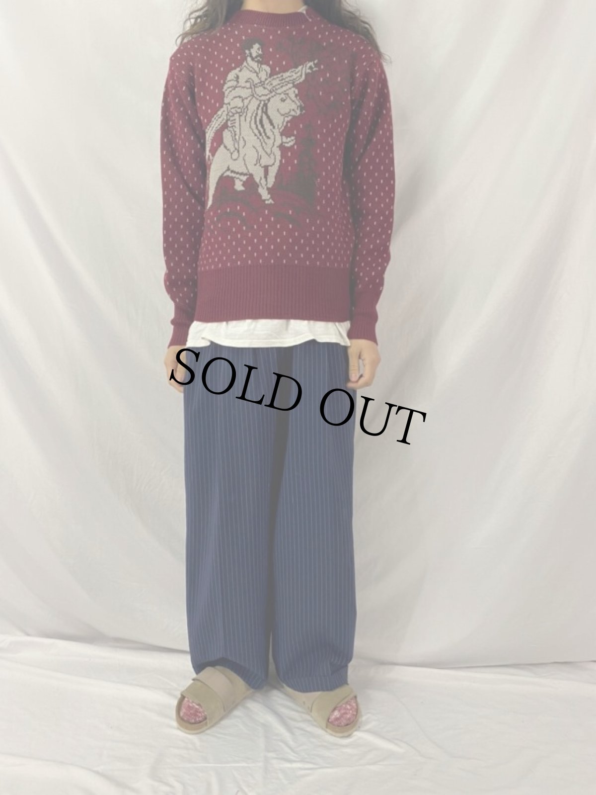 画像2: ~60's ハンティング柄 ジャガード ウールニットセーター (2)