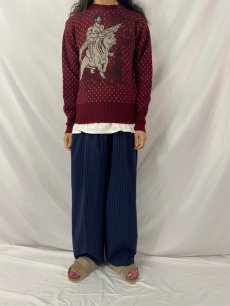 画像2: ~60's ハンティング柄 ジャガード ウールニットセーター (2)
