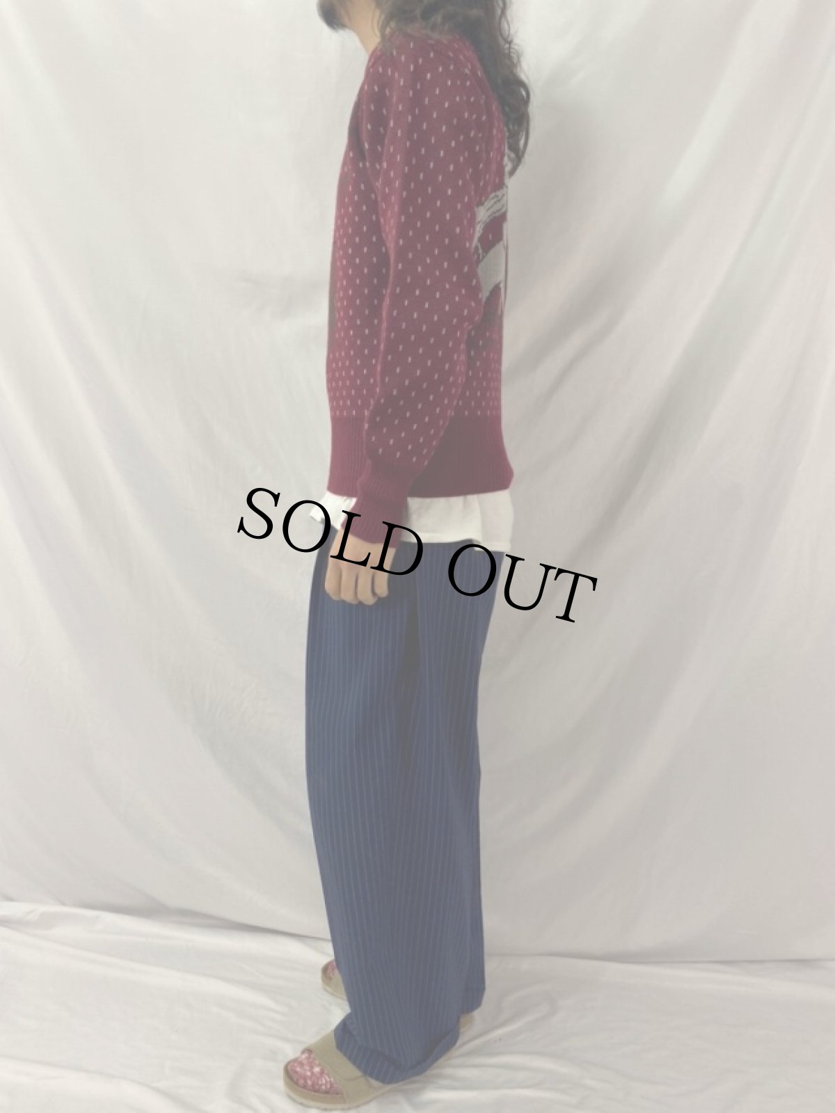 画像3: ~60's ハンティング柄 ジャガード ウールニットセーター (3)