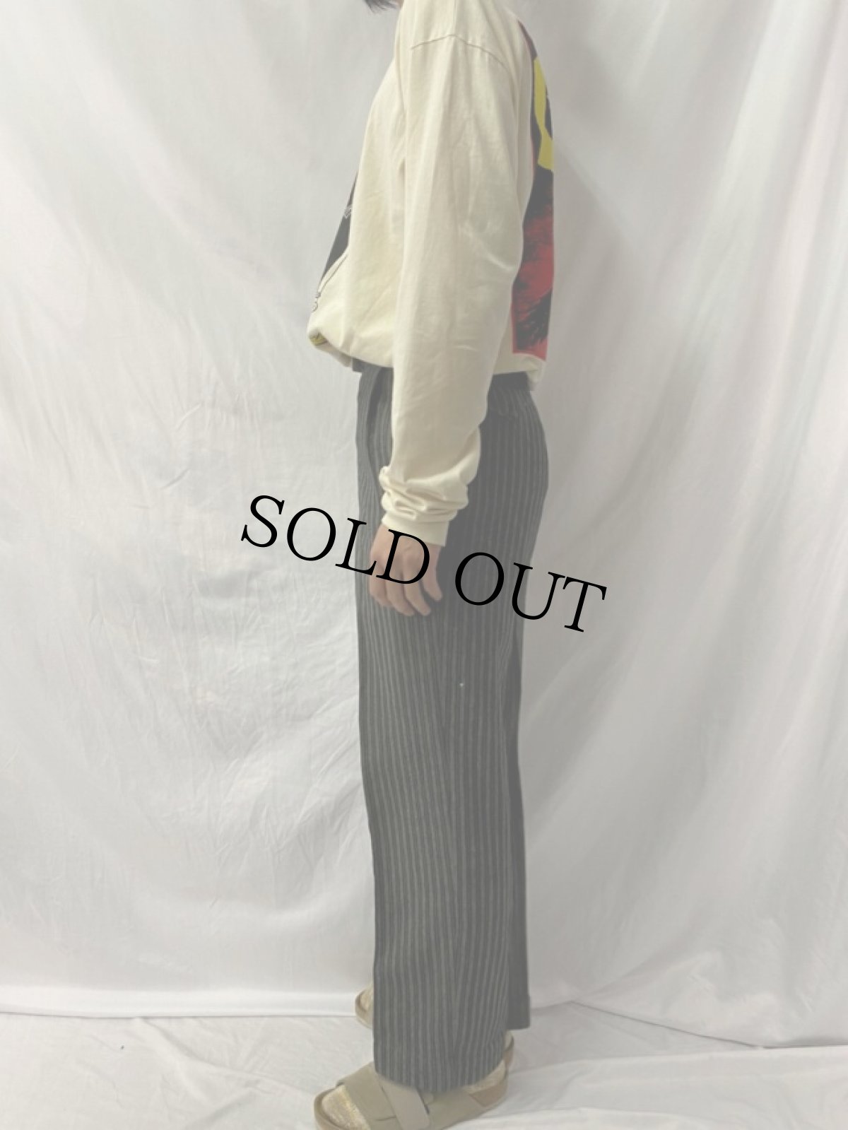 画像3: 40〜50's ストライプ柄 ウールスラックス W29 (3)