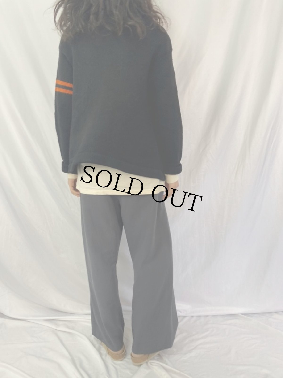 画像4: 50's Stadium SHAKER SWEATER レタードニットカーディガン BLACK (4)