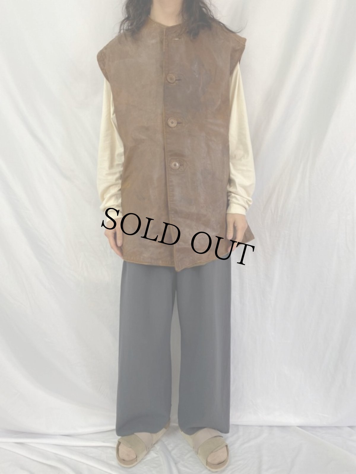 画像2: 40's BRITISH ARMY レザー ジャーキンベスト (2)