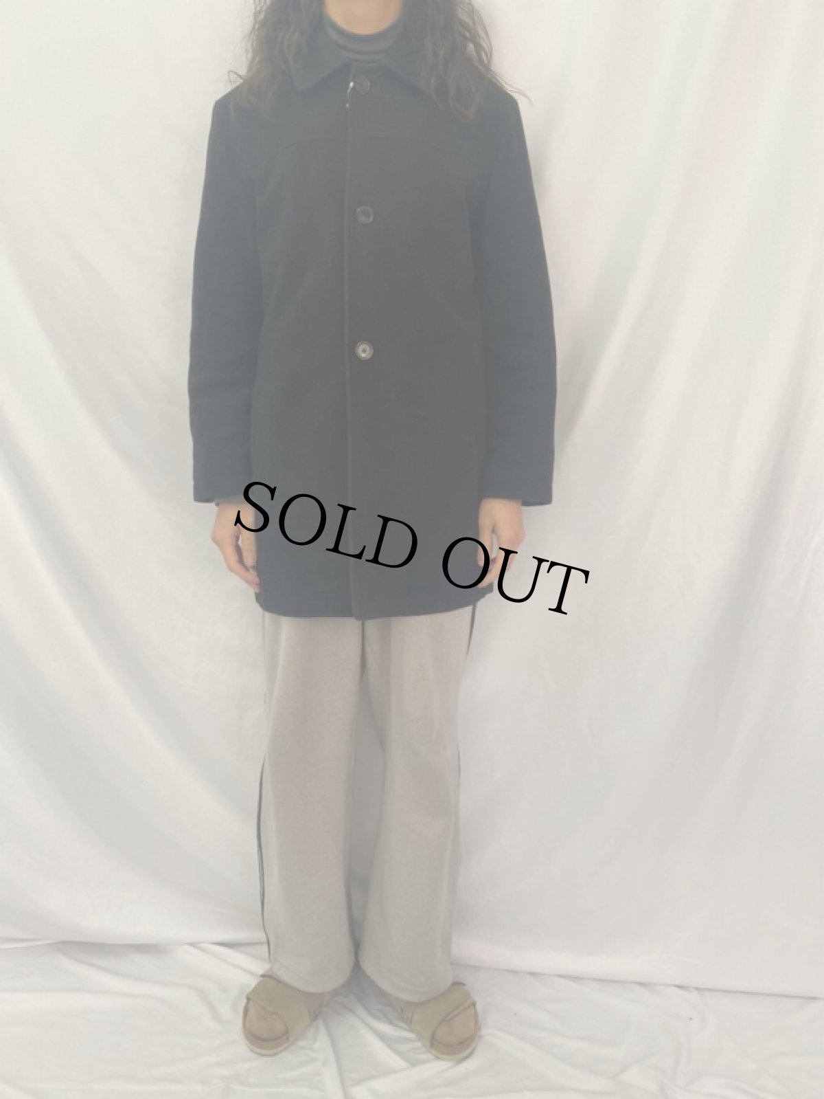 画像2: LAUREN RALPH LAUREN ウールステンカラーコート ブラック M (2)