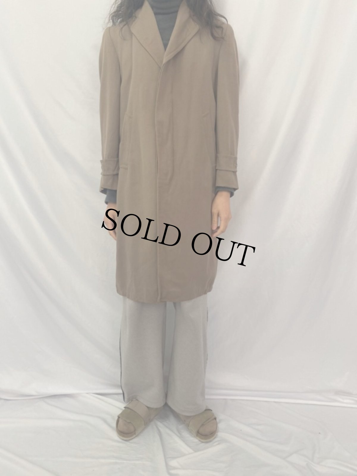 画像2: 70's ウールギャバジン チェスターコート (2)