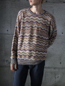 画像1: 80〜90's MONDO DI MARCO ITALY製 マルチボーダー柄 コットンリネン ニットセーター (1)