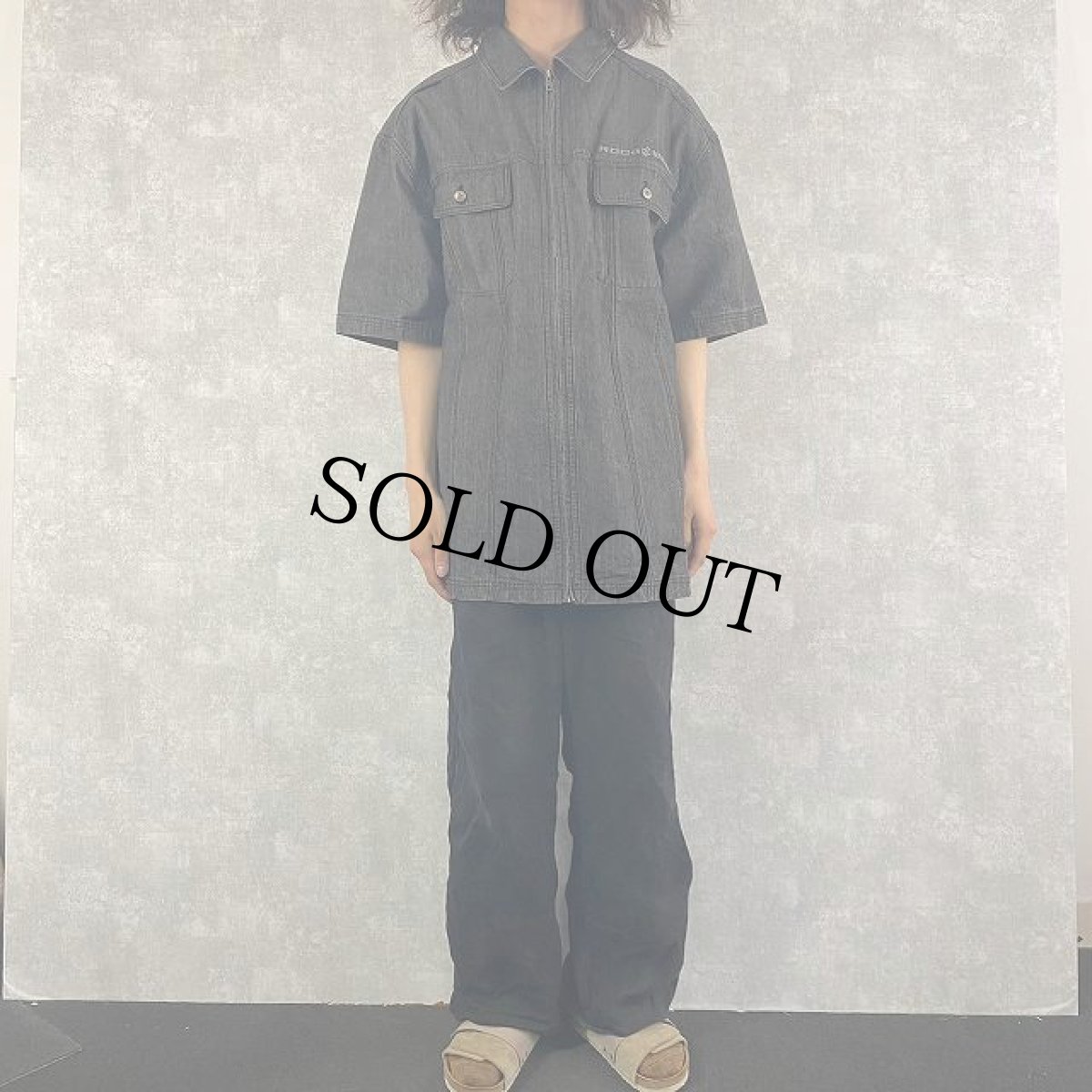 画像2: ROCAWEAR ロゴ刺繍 デニムジップジャケット XL (2)