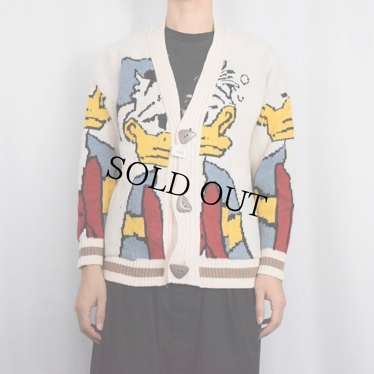 画像3: ドナルドダック 柄編みニットカーディガン (3)