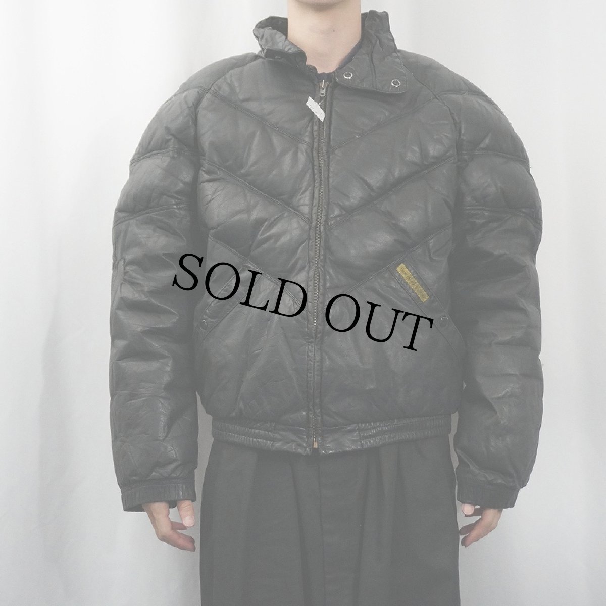 画像2: 80's DOUBLE GOOSE COUNTRY レザーダウンジャケット BLACK L (2)