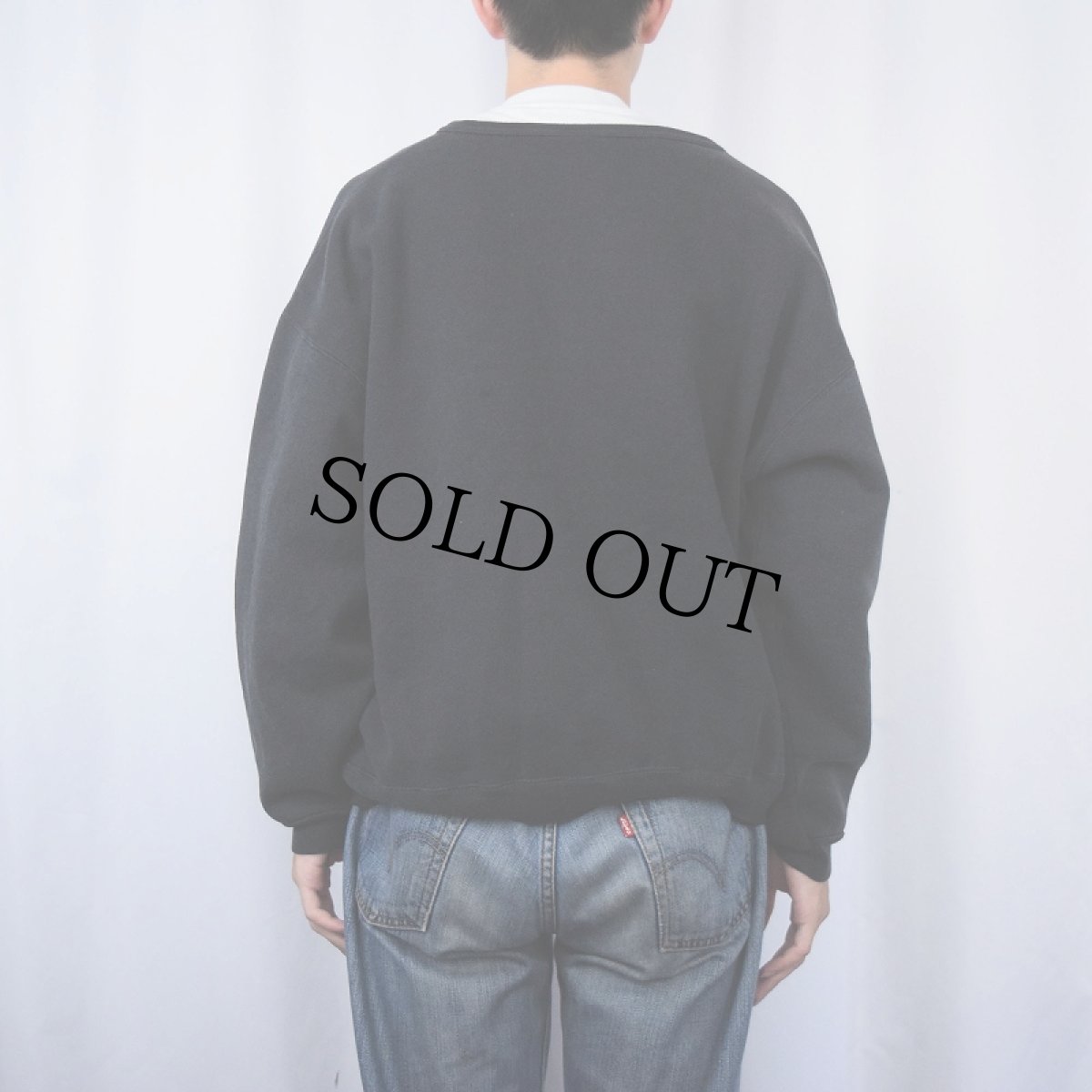 画像3: 90's〜 Absolutely ACTIVE USA製 スウェットカーディガン BLACK XL (3)