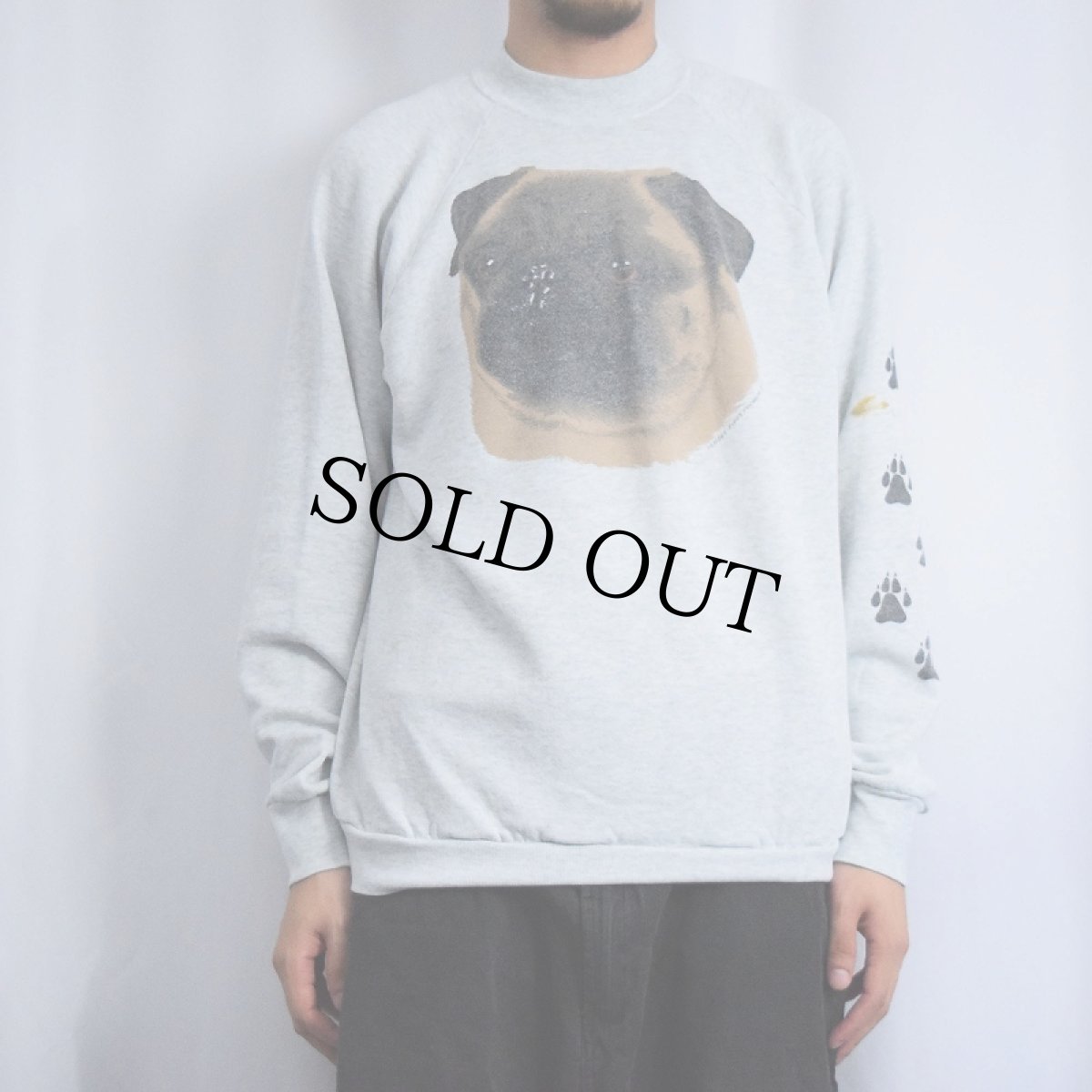 画像2: 90's USA製 "PUG" 犬プリントスウェット XL (2)